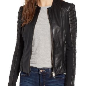 lamarque leather hooded jacket